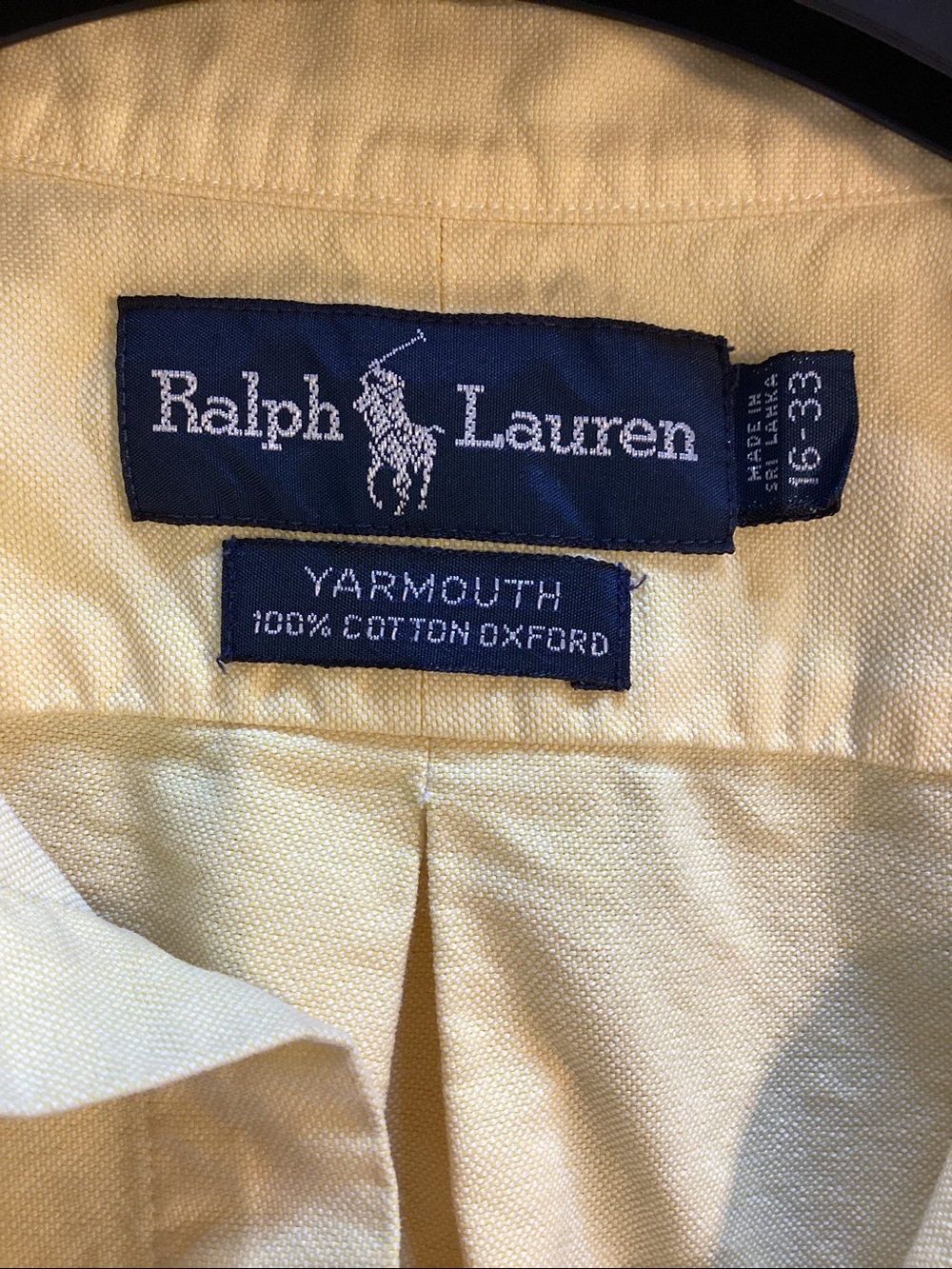 Ralph Lauren vintage light yellow Yarmouth cotton Oxford button down shirt - Picture 5 of 11